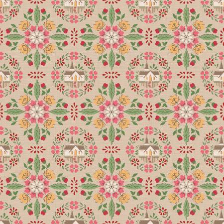 Riley Blake Lori Holt Home Town Holiday chapel Christmas quilting cotton fabric in Tea Dye