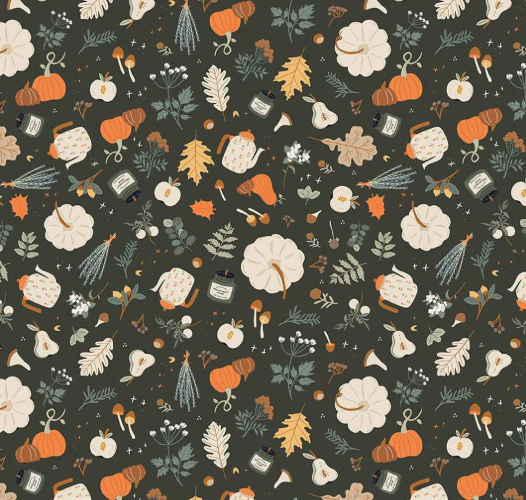 Riley Blake Pumpkin Spice Shrubs C14992 autumn quilting fabric with shrubs print