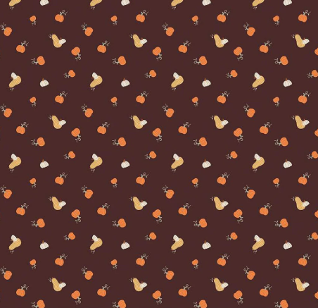 Riley Blake Pumpkin Spice Espresso C14993 quilting fabric — warm autumn print in deep espresso brown