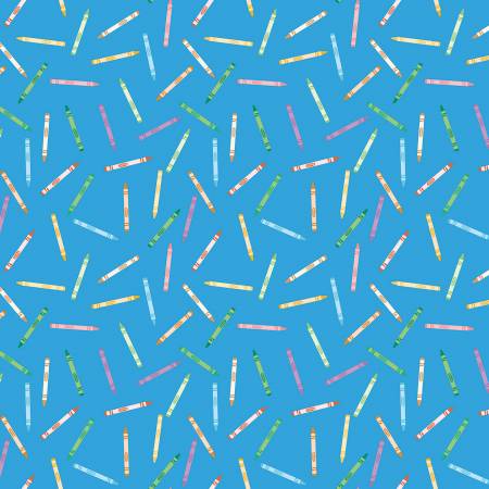 Riley Blake Crayola Crayons Blue quilting fabric C15412