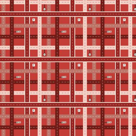 Riley Blake Crossroads plaid quilting cotton fabric in Cherry
