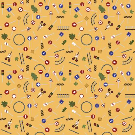 Riley Blake traffic signs quilting cotton fabric in Sunshine