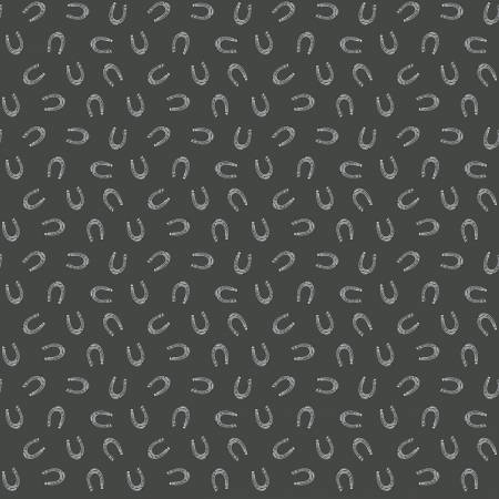 Riley Blake Cowboys horseshoes western quilting cotton fabric in Graphite