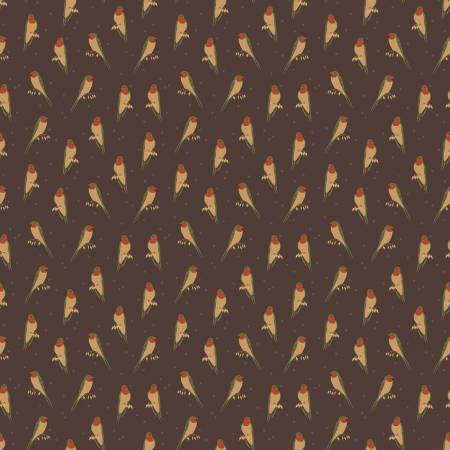 Riley Blake Sewing Your Oats Birds quilting cotton in Raisin by Karen Walker