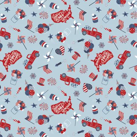 Riley Blake Stars and Stripes Forever patriotic quilting cotton in Sky