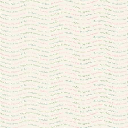 Riley Blake Peter Rabbit and Friends text quilting cotton fabric in Cloud