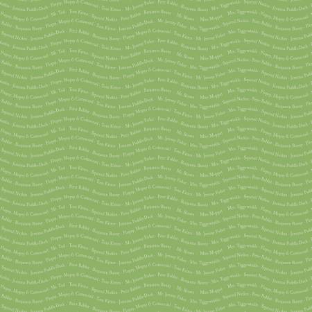 Riley Blake Peter Rabbit & Friends Text quilting cotton in Green