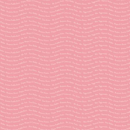 Riley Blake Peter Rabbit & Friends Text quilting cotton in Sugar Pink