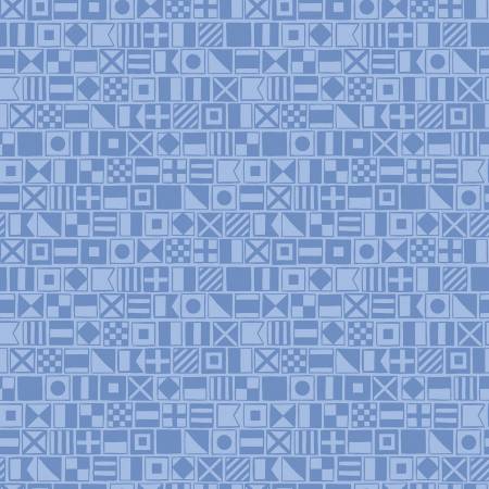 Riley Blake Yacht Club Flags quilting fabric in Sky