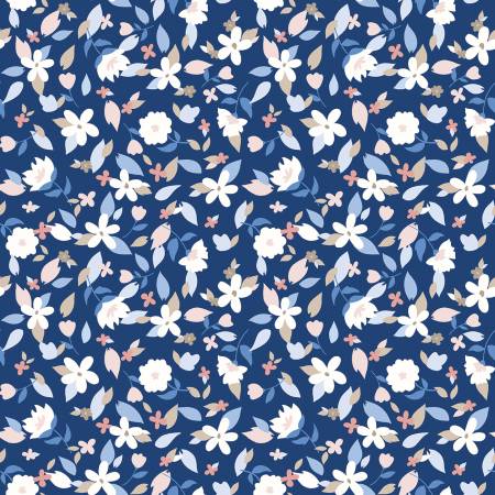 Riley Blake Yacht Club Flowers quilting fabric in Blue