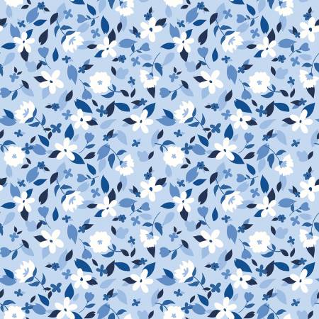 Riley Blake Yacht Club Flowers quilting fabric in Sky