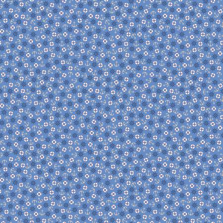 Riley Blake Yacht Club Toss quilting fabric in Blue