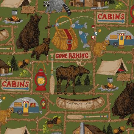 Riley Blake Pine Grove Main quilting cotton in Green