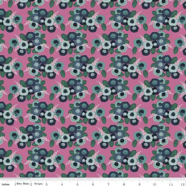 Riley Blake Morning Meadow roses orchid cotton 3 yard pack by Lisa Tueller