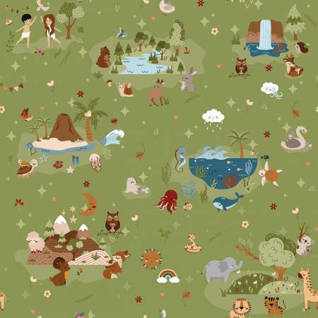 Riley Blake Created with Love Main quilting fabric in Grass