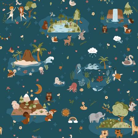 Riley Blake Created with Love Main quilting cotton in Ocean