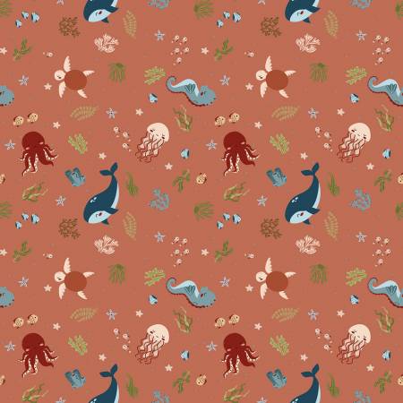Riley Blake Created with Love In the Sea quilting fabric in Clay