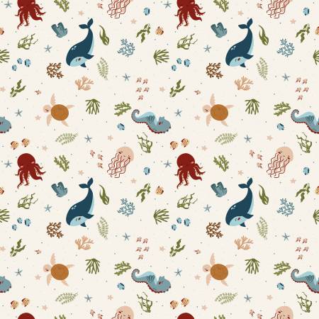 Riley Blake Created with Love In the Sea quilting fabric in Ecru