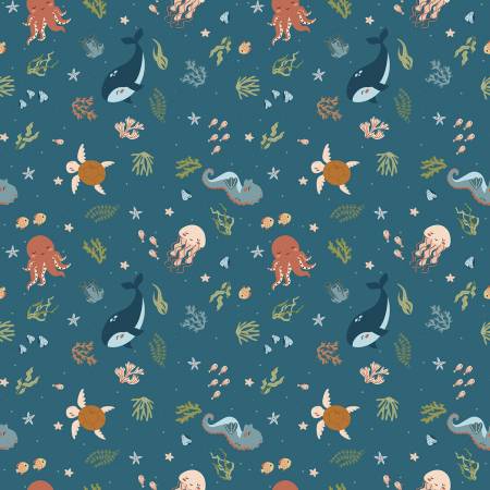 Riley Blake Created with Love In the Sea quilting fabric in Ocean