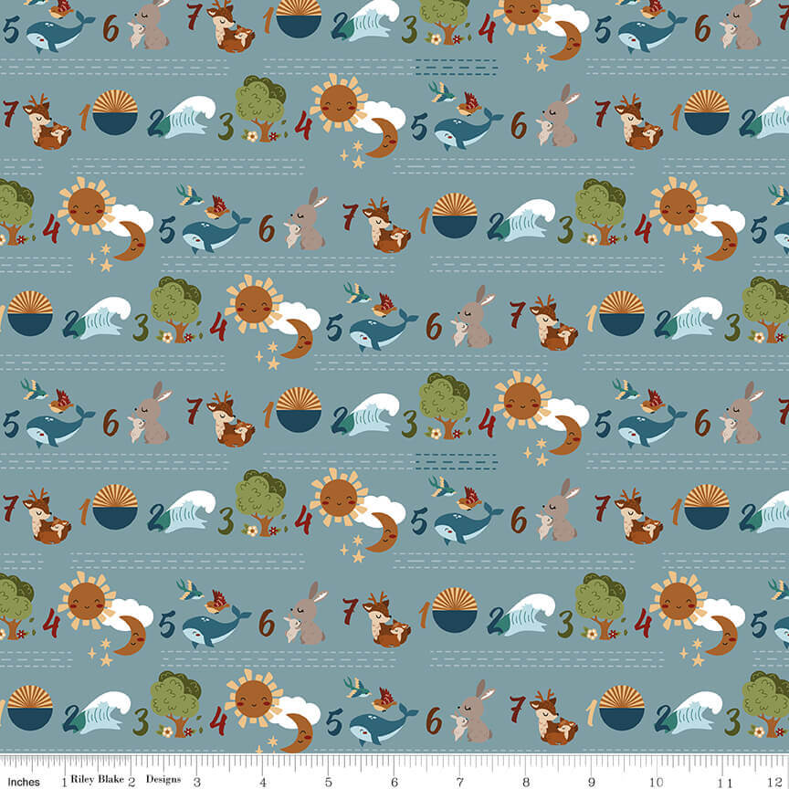 Riley Blake Created with Love Seven Days stripe sky blue cotton 3 yard pack