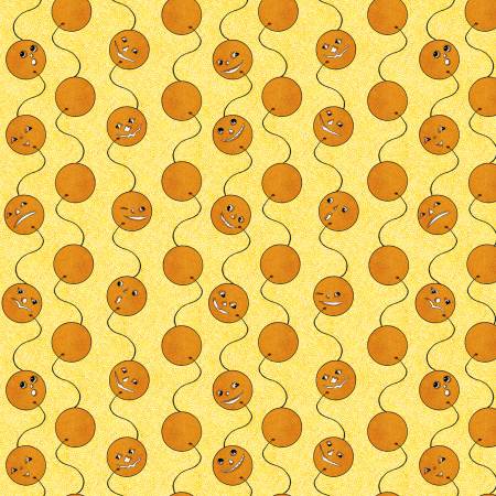 Riley Blake Costume Maker's Act Jack-O-Lantern Balloons quilting fabric in Yellow