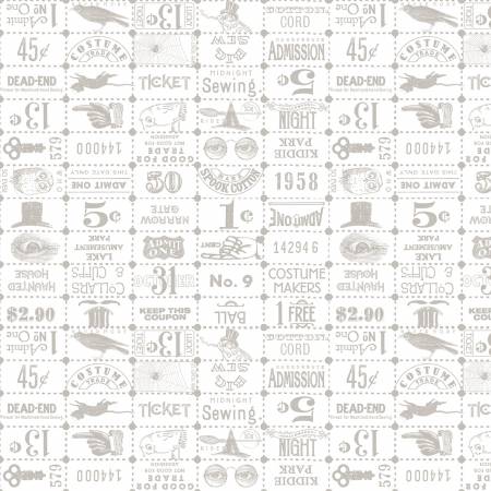 Riley Blake Costume Maker's Act Ticket Grid quilting fabric in White