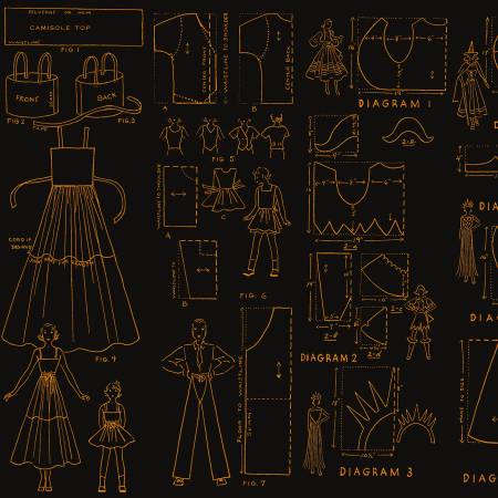 Riley Blake Costume Maker's Act Costumes quilting fabric in Black