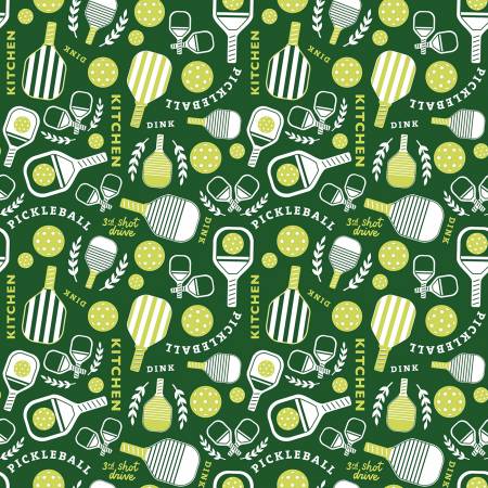 Riley Blake Pickleball Main quilting fabric in Green