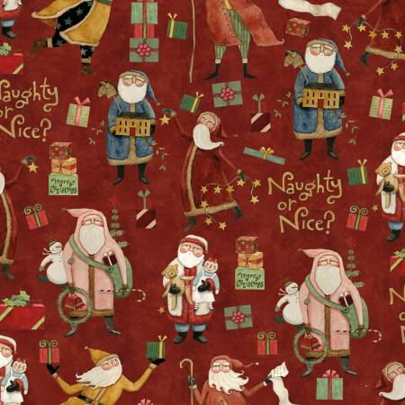 Riley Blake Naughty or Nice Main quilting fabric in Red