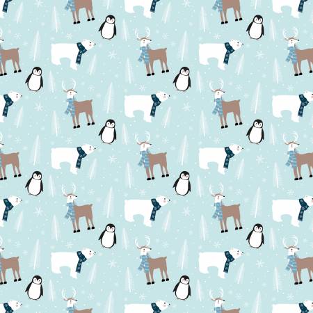 Riley Blake Winter Magic Main quilting fabric in Aqua
