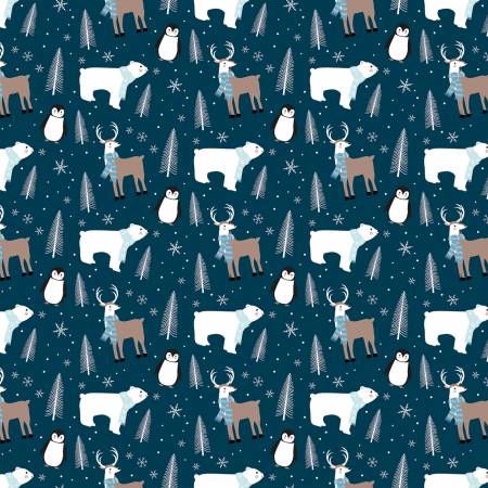 Riley Blake Winter Magic Main quilting fabric in Navy