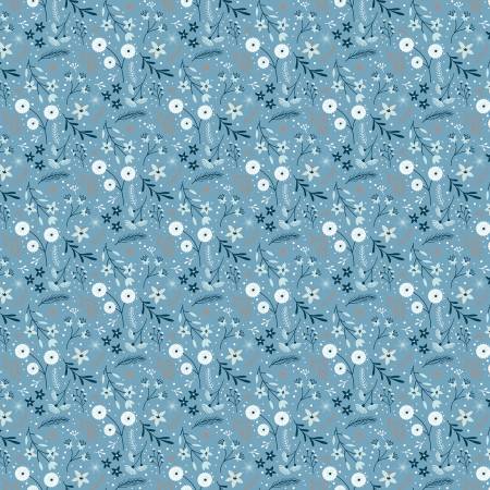 Riley Blake Winter Magic Floral quilting fabric in Blue