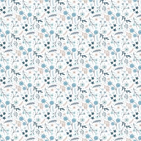 Riley Blake Winter Magic Floral quilting fabric in White
