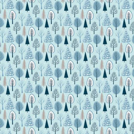 Riley Blake Winter Magic Trees quilting fabric in Aqua