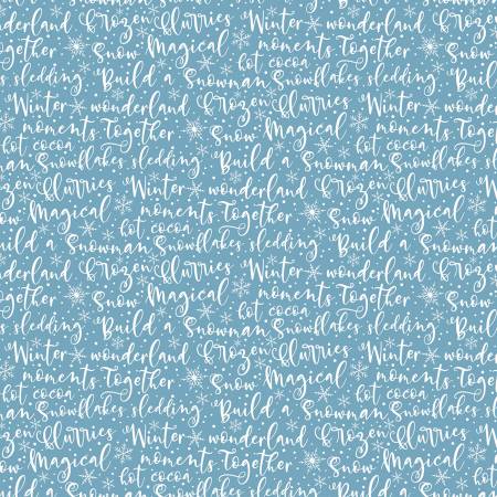Riley Blake Winter Magic Winter Words quilting fabric in Blue