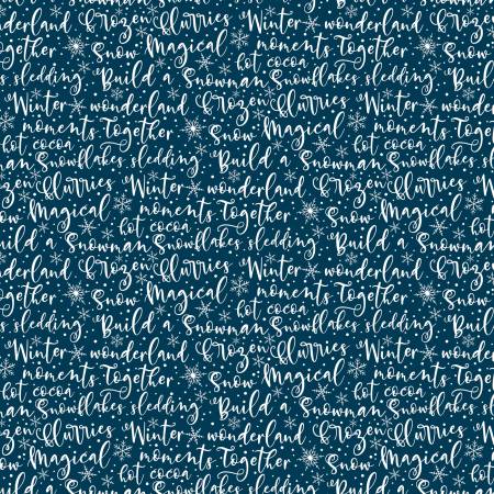 Riley Blake Winter Magic Winter Words quilting fabric in Navy