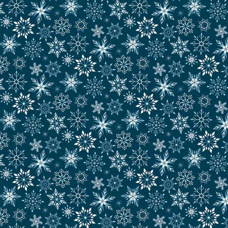 Riley Blake Winter Magic Snowflakes quilting fabric in Navy