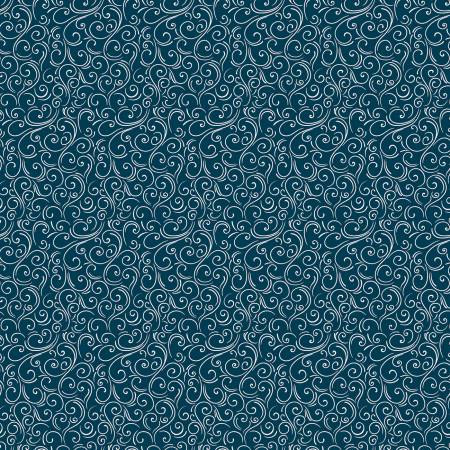 Riley Blake Winter Magic Swirls quilting fabric in Navy