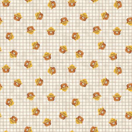 Riley Blake Friends of Smokey Bear Smokey Head Toss quilting cotton in Cream