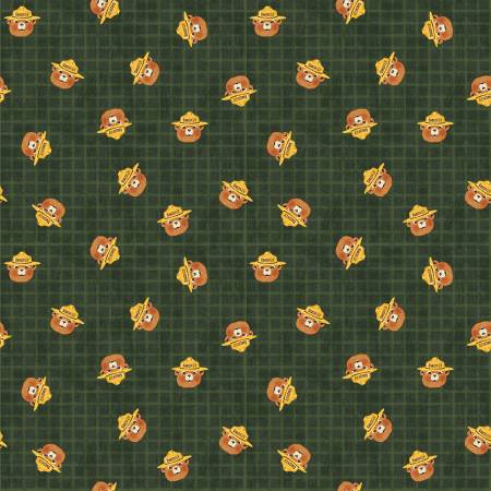 Riley Blake Friends of Smokey Bear Smokey Head Toss quilting cotton in Forest