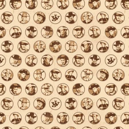 Riley Blake John Wayne American West Circles Cream quilting fabric — western circle motif on cream