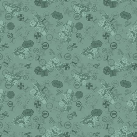 Riley Blake Thomas & Friends 80th Anniversary Tonal Toss Green quilting fabric
