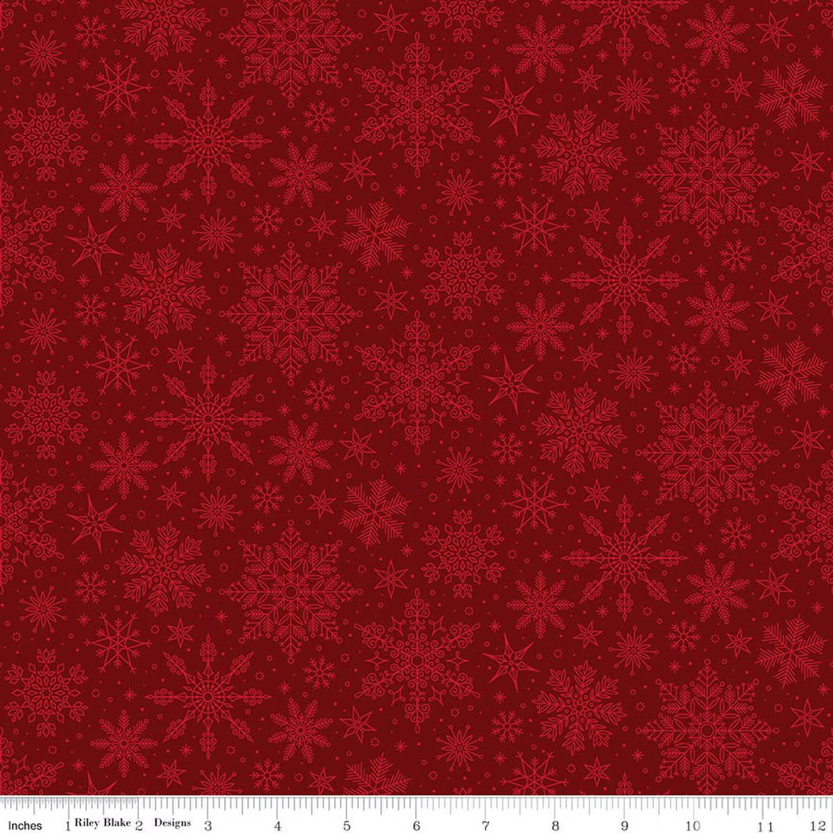 Poinsettias at Christmas Snowflakes Red quilting fabric by Riley Blake
