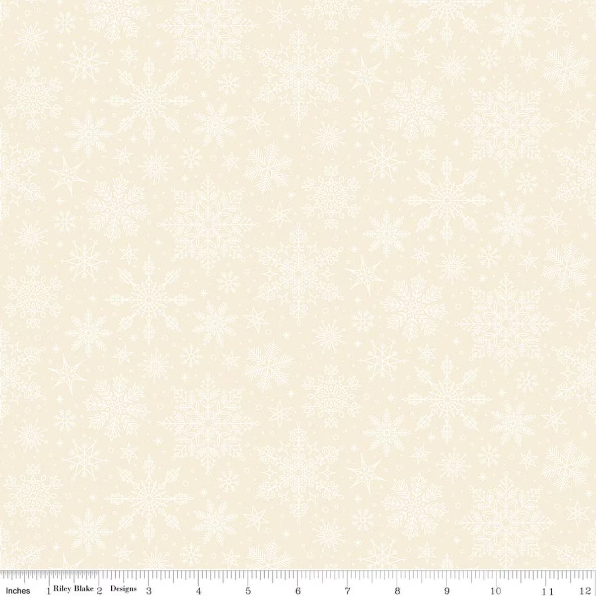 Poinsettias at Christmas Snowflakes White quilting fabric by Riley Blake
