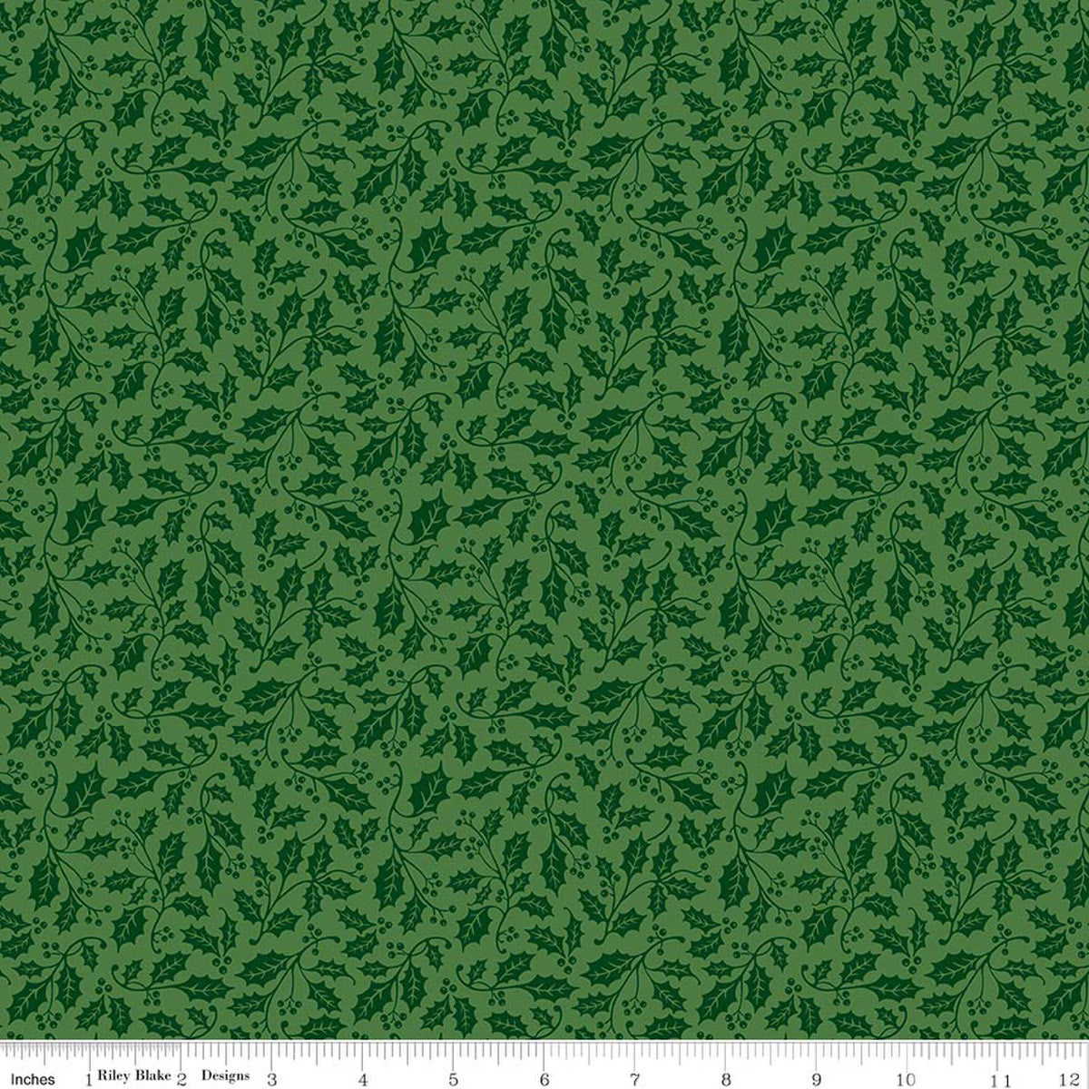 Poinsettias at Christmas Holly Green quilting fabric by Riley Blake