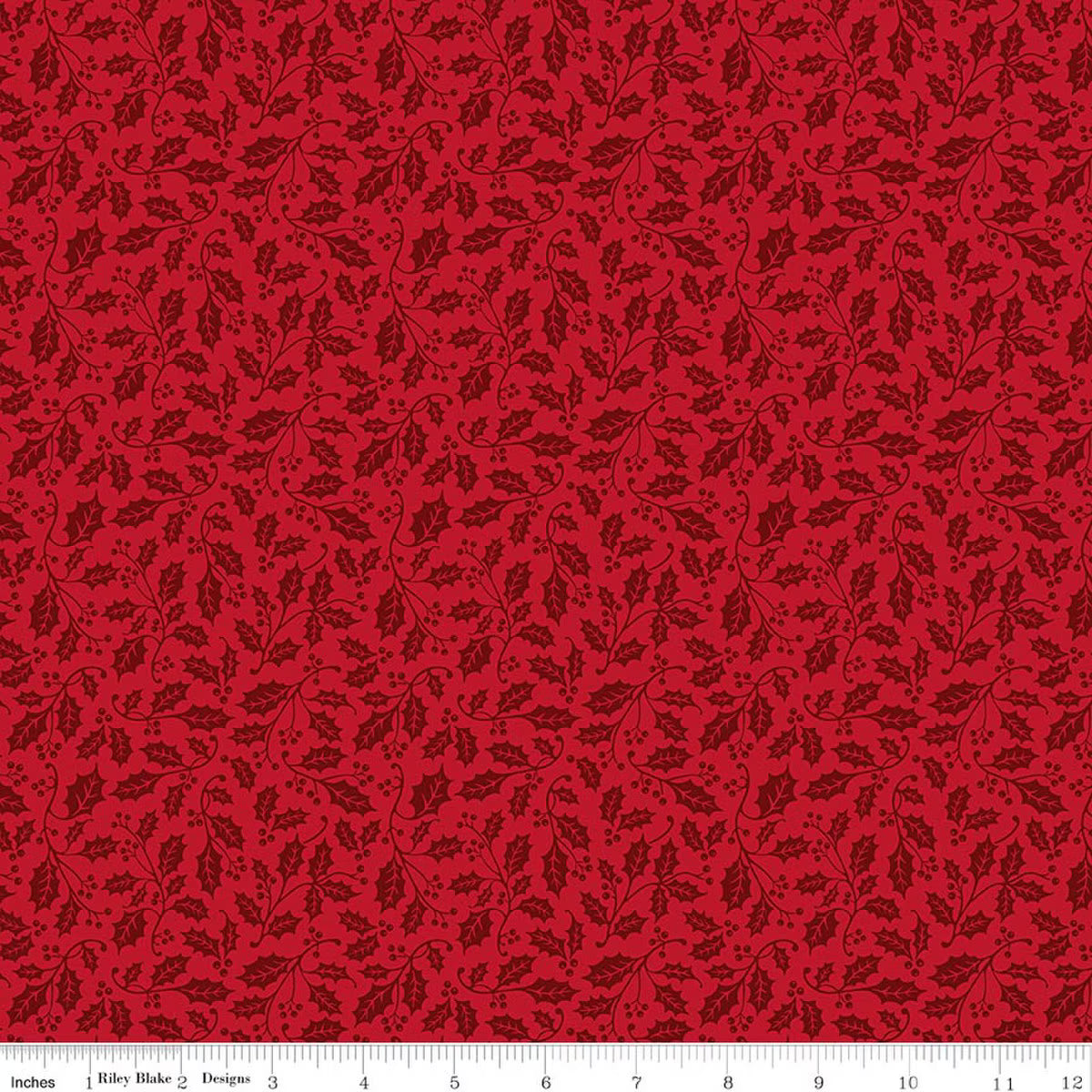 Poinsettias at Christmas Holly Red quilting fabric by Riley Blake