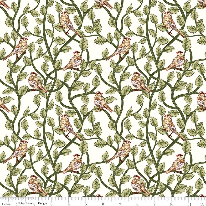 RB Birds Cream - Tangled Garden