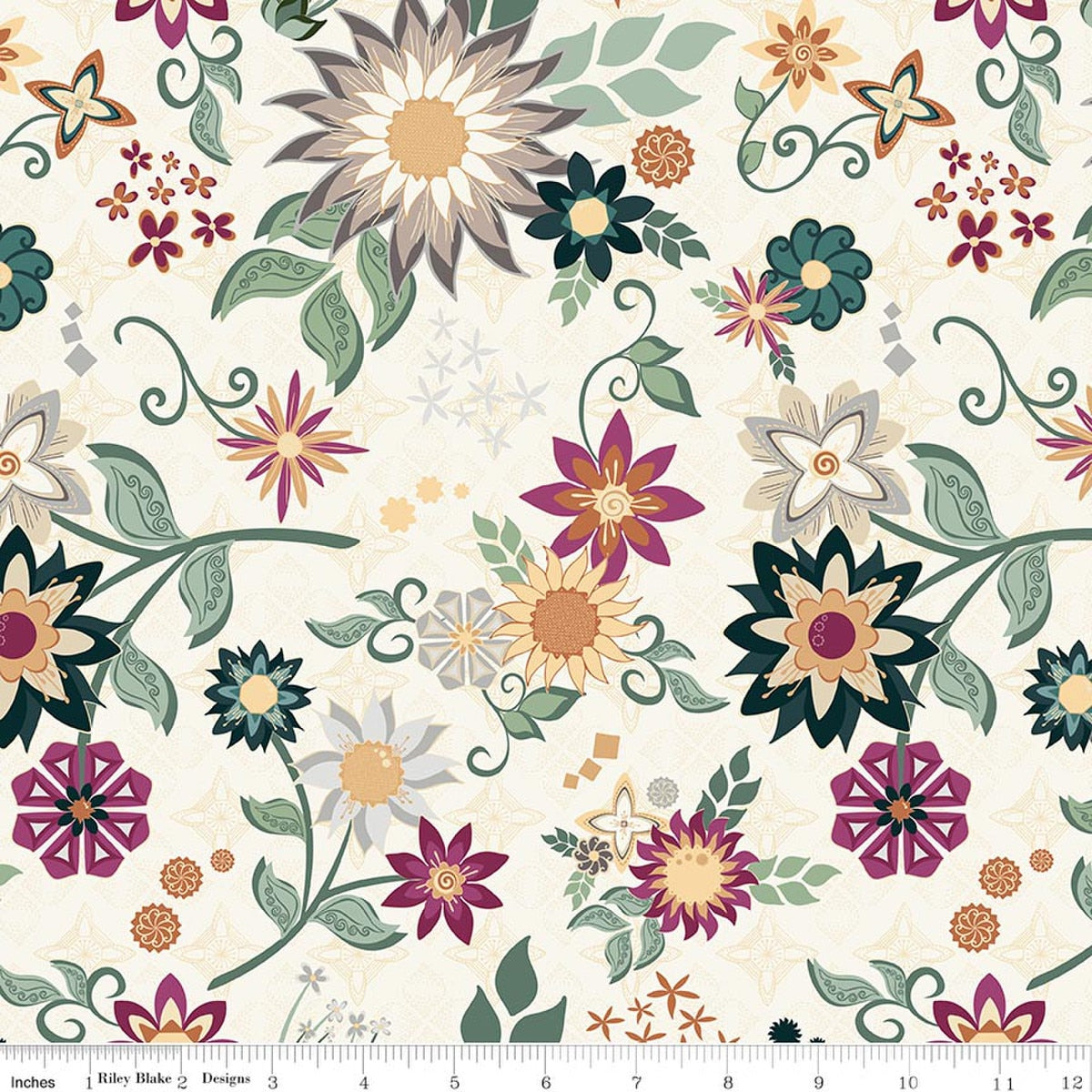 Where The Wild Flowers Are Main Cream Cotton 43"/44" Fabric Per Yard