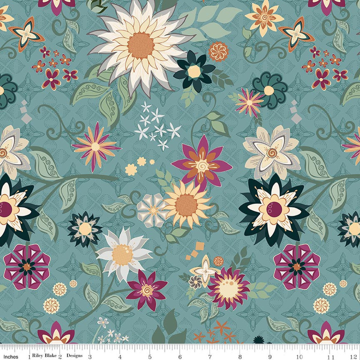 Where The Wild Flowers Are Main Wedgewood Cotton 43"/44" Fabric Per Yard
