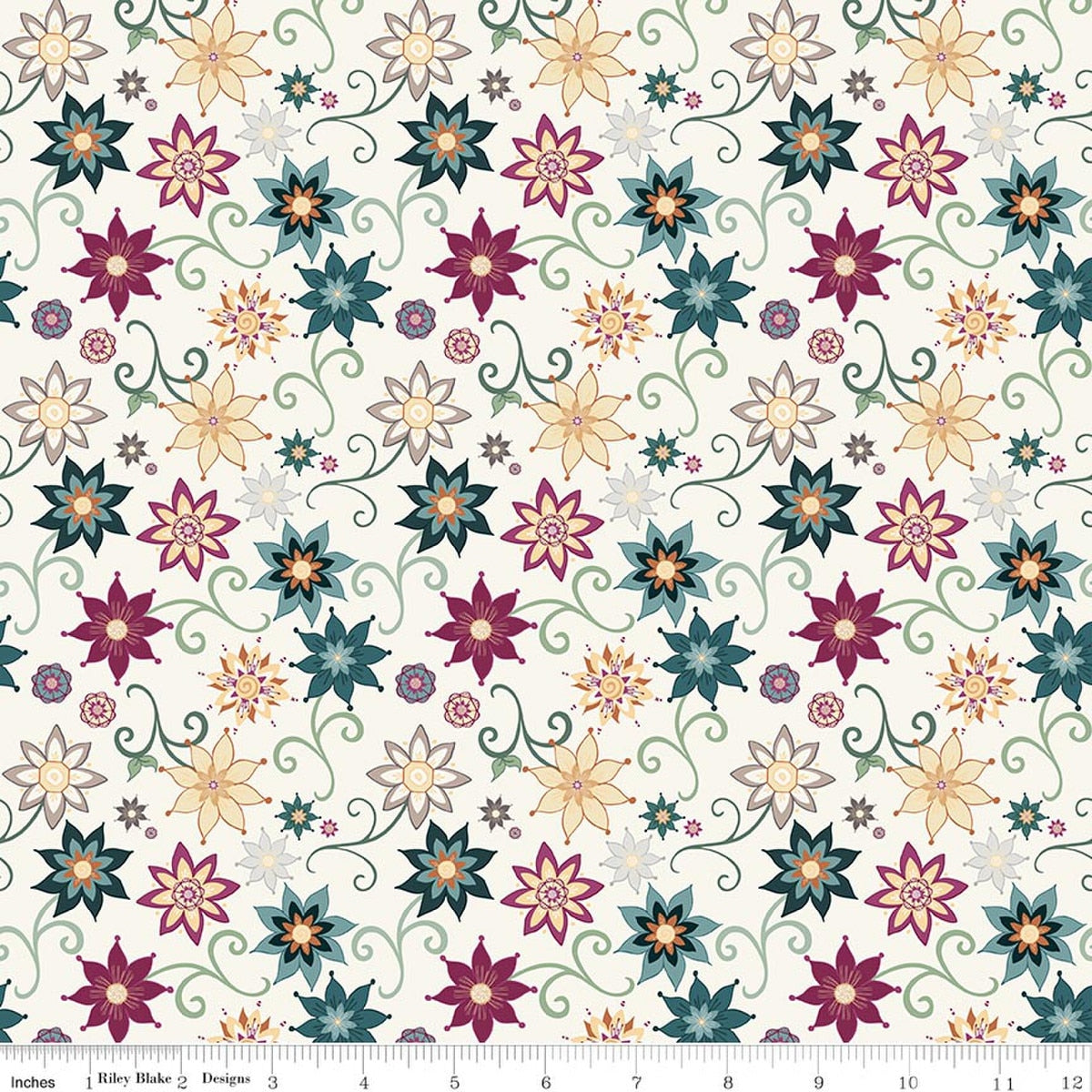 Where The Wild Flowers Are Dance Cream Cotton 43"/44" Fabric Per Yard